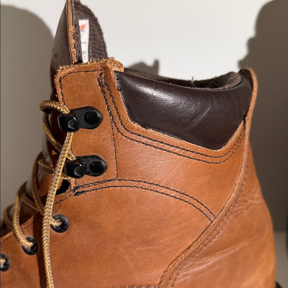 Red Wing Shoes Tan Leather Steel Toe Boots - Picture 6 of 8